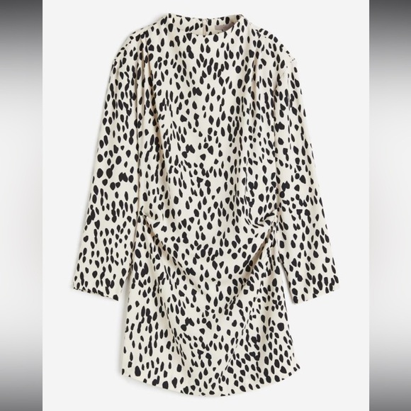 NWT Cream Spotted Draped Dress XL - Picture 1 of 9